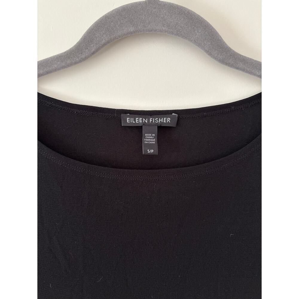 Eileen Fisher Black Silk Jersey Tunic Top Women’s Small Long Sleeve Minimalist - Picture 3 of 9